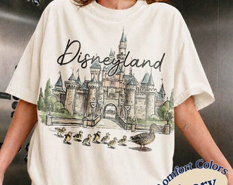 Retro Disneyland Castle Shirt With Ducks, Disney Park Unisex Comfort Colors Graphic Tee, Family Trip Matching Shirt 2026