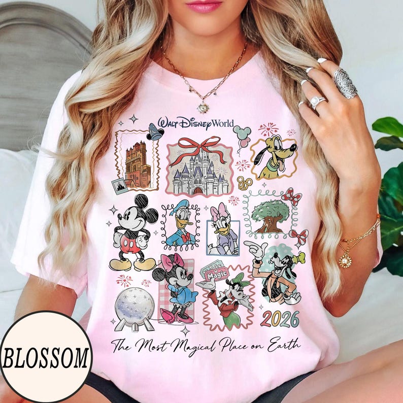 Vintage Mickey Disneyworld Comfort Colors Shirt, Retro Mickey And Friends Shirts, Walt Disneyworld Tee, Disney 2026 Trip Disney Vacation Tee Blossom/Light Pink