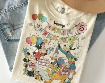 Personalized Disney Birthday Balloons Kid Toddler Shirt, Mickey & Friends Birthday Squad Tee, Best Birthday Ever Gift, Disney Birthday Trip