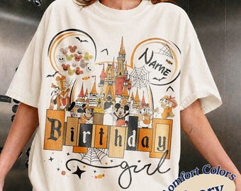 Personalized Disney Halloween Birthday Comfort Colors Shirt, Mickey and Friends, Disney Birthday Shirt, Disneyland Birthday, Birthday Shirt