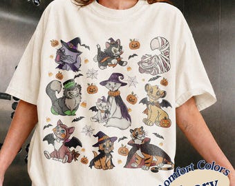 Disney Cats Group Halloween Shirt, The Aristocats Marie Duchess Toulouse Tee, Lucifer Oliver, Disney Pet Love Tee, Disney Spooky Season Tee