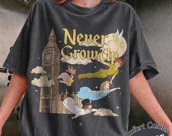 Vintage Peter Pan Never Grow Up Shirt, Retro Disney Tinker Bell Wendy Flight Neverland Shirt, Disney Kids Shirt, Disney Family Vacation 2026