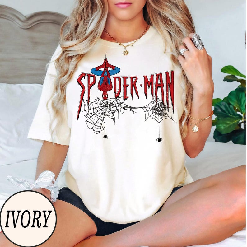 Vintage Spiderman Shirt, Marvel Comfort Colors Shirt, Marvel Avengers Shirt, Spiderman Birthday Shirt, Spiderman Shirt, Marvel Family Shirt. Ivory/Natural/Sand