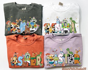 Custom Name Toy Story Family Matching Comfort Colors Shirt, Disney Mom Dad T-shirt, Personalized Gift Disneyland Trip, Disney Birthday Shirt