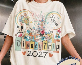 Personalized Mickey and Friends Disney Trip 2027 T-shirt, Disney Family shirt, WDW Disneyland Magic Kingdom shirt, Disney Matching Tees