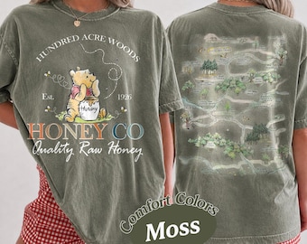 Camiseta de Winnie the Pooh Hundred Acre Woods Honey Co. Miel cruda de calidad, camiseta vintage del oso Pooh, camiseta para viaje a Disneyland y Disney World