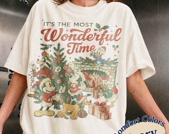 Vintage Mickey Friends Christmas Shirt, Retro Most Wonderful Time Tee, Disneyland Holiday Sweatshirt, Magic Kingdom Family Trip Gift