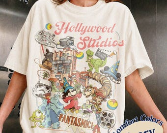 Vintage Hollywood Studios Disney Shirt Comfort Colors, Hollywood Tower Star Wars Slinky Dog Dash Tee, Family Matching Disney Vacation Shirt