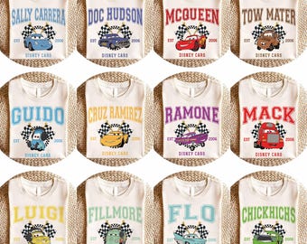 Camiseta de Cars, Camisetas Disney a juego para la familia, Camisetas Disney para grupos, Camiseta de cumpleaños de Cars, Rayo McQueen, Tow Mater, Doc, Sally, Luigi, Mack