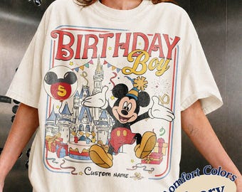 Personalized Mickey and Friends Birthday Shirt, Birthday Family Matching Shirt, Disney Character T-Shirt, Birthday Squad Crew Boy Girl Shirt