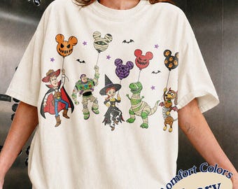 Retro Disney Toy Story Shirt, Mickey Balloon Halloween Tee, Woody Buzz Jessie Rex Bullseye Shirt, Disney Halloween Vacation Tees