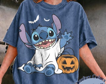 Comfort Colors Disney Ghost Stitch Halloween Shirt, Disney Stitch Halloween Tee, Trick or Treat, Spooky Season, Disneyland Halloween Shirt