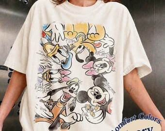 Comfort Colors® Retro Mickey And Friends Signatures Shirt, Disney Mouse Head Tee, Disneyland Family Trip 2027, Mickey & Co Gift, Disney Tee