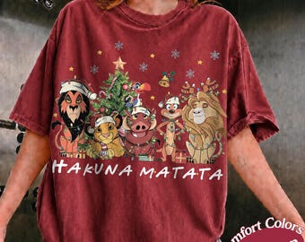 Hakuna Matata The Lion King Christmas shirt, Mufasa Simba Timon Pumbaa Christmas shirt, Animal Kingdom WDW Mickey's very merry Christmas Tee