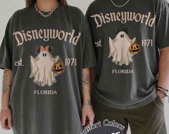 Comfort Colors Retro Disneyworld Est 1971 Halloween Shirt, Mickey Minnie Ghost Shirt, Disneyworld Halloween Florida, Mickey Halloween