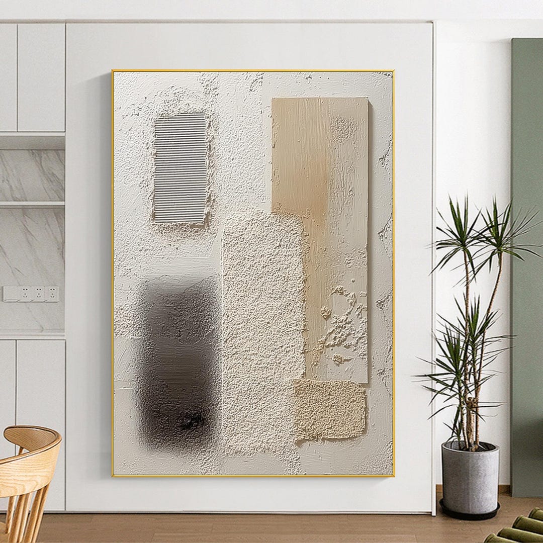 Photo inspiration: Visual Reference: Neutral Textured Abstract Oil Painting Beige Cream Impasto Wall Art
