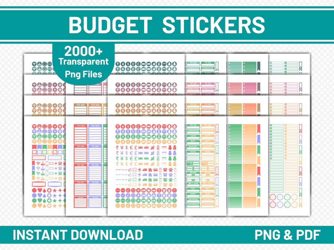 Simple Sticker Financial Model 2000+ Budget Planner Stickers Bundle, Editable Financial Planner ...