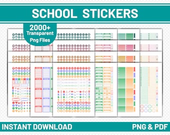 2000+ School Planner Stickers Bundle | Editable College Planner Stickers (png pdf files)