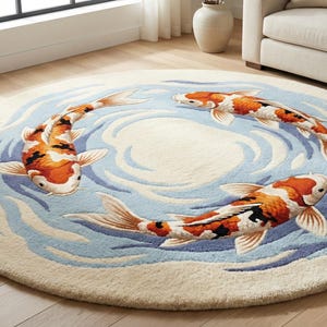 Custom size tufted rug gift for fish lovers