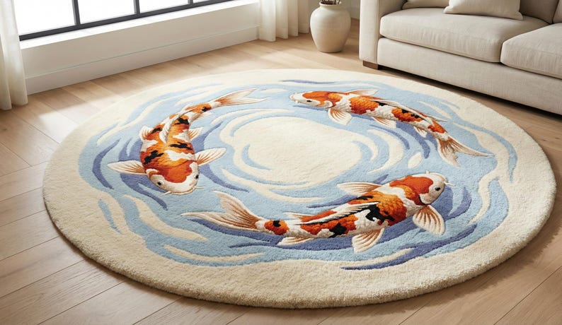 Custom size tufted rug gift for fish lovers