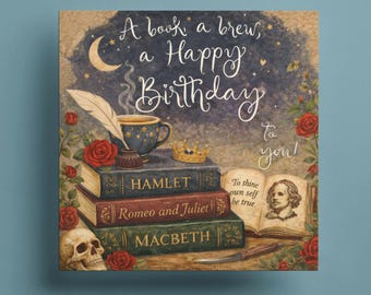 Shakespeare Birthday Card – Literary Themed Card for Book Lovers, English Teacher Gift