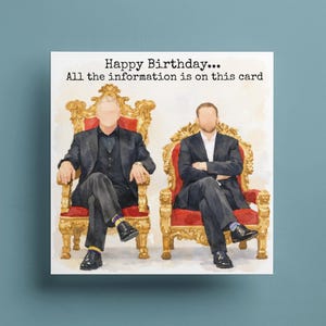 Taskmaster Birthday Card – Funny TV Show Fan Watercolor Art, Gift Tag Included