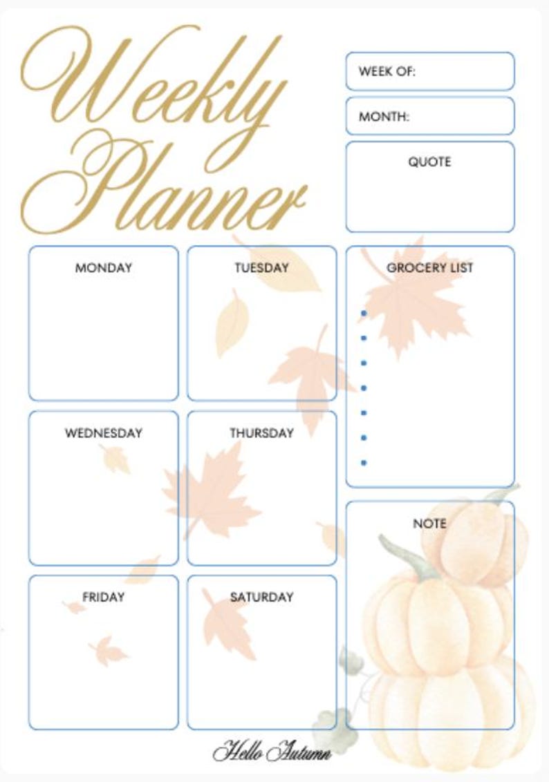 Seasonal Weekly Planner Bundle | Floral Watercolor (PDF Download A4 ...