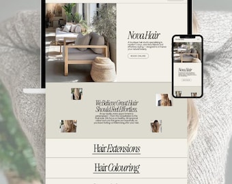 Friseur Squarespace Template 7.1 | Modernes neutrales Website Design | Haar Stylistin Erweiterungsstudio