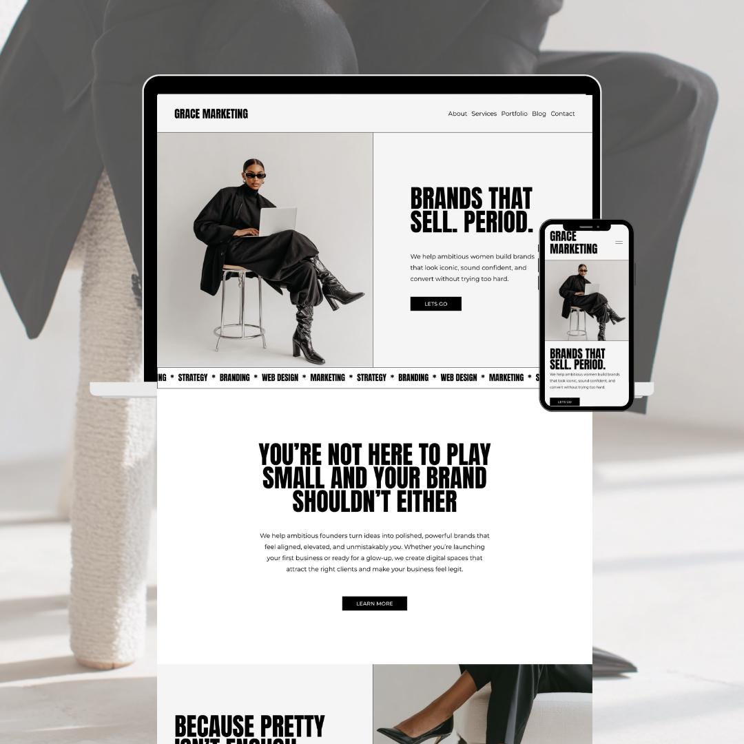 Squarespace 7.1 Marketing Agency Template Feminine Minimal Website
