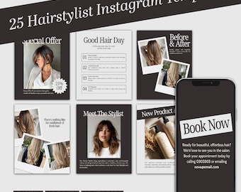Friseur Instagram Vorlagen: Modernes Canva Bundle, Salon Social Media Kit