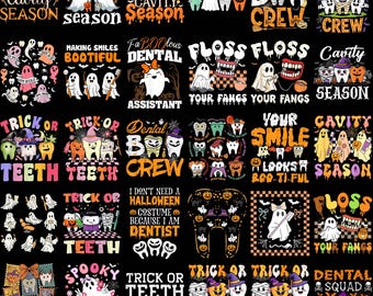 30 Trick Or Teeth Halloween Dental Crew Dentist Png, Dentist Halloween, Dental Life Png, Halloween Png, Spooky Dental Assistance Png