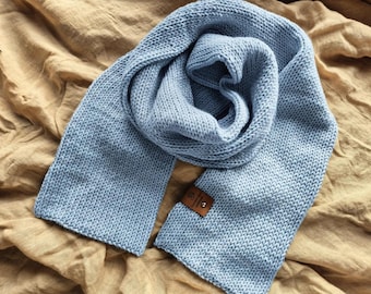 Personalised Merino Wool Scarf, Custom Engraved Tag, Winter Gift