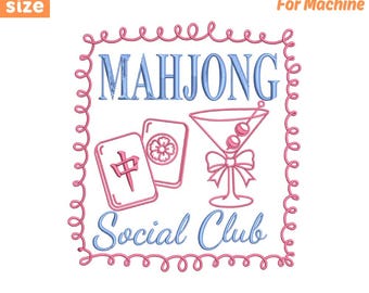 Mahjong Social Club Embroidery File, Mahjong Tiles, Mahjong Lover Design, Bam Dot Crack Game Night,  Mahjong Party Design (Instant Download)