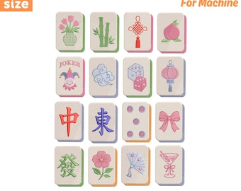 Mahjong Embroidery Design Bundle, Mahjong Tiles Machine Embroidery File Bundle, Chinese Mahjong Files, Mahjong Tiles PES (Instant Download)