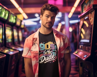 90er Jahre T-Shirt „90s Dude“ | Buntes Retro T-Shirt für Männer | Lustiges 90er Nostalgie Shirt | Geschenk für 90s Fans & Kids der 90er