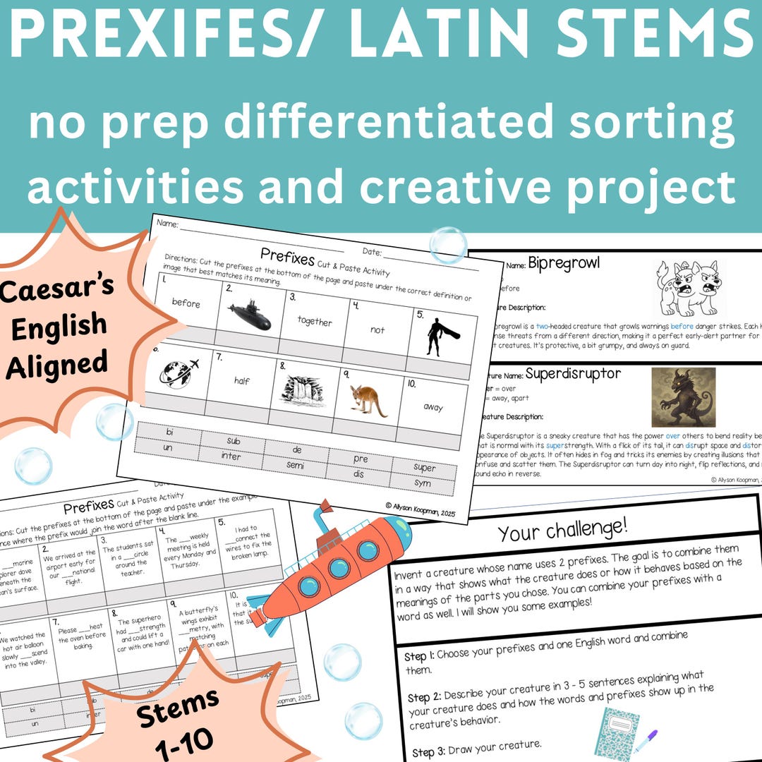 Prefixes Differentiated Sorts and Creative Project - Caesar's English ...