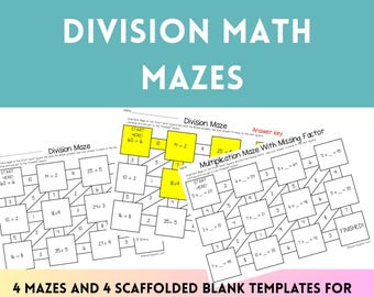 Labirynty matematyczne do mnożenia i dzielenia dla klas 3 i 4 oraz szablony rusztowaniowe