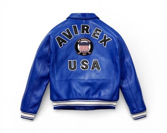 Avirex Style Leather Jacket Men – Vintage Bomber Jacket, Retro Biker Aviator Coat, 90s Streetwear Flight Jacket
