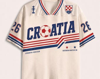 Camisa de Futebol da Croácia, Camisa Retrô Vatreni, Camisa Personalizada com Nome e Número, Presente para Fã de Futebol Croata, Camiseta para Jogos no Adriático