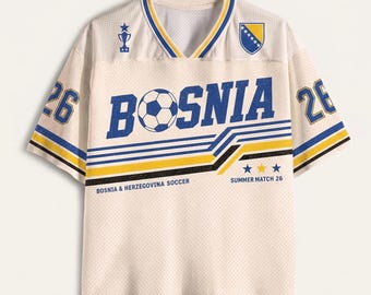 Camisa de futebol da Bósnia e Herzegovina, camisa retrô Zmajevi, camisa personalizada com nome e número, presente para torcedor de futebol bósnio