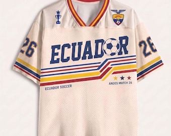 Camisa de Futebol do Equador, Camisa Retrô La Tri, Camisa Personalizada com Nome e Número, Presente para Fã de Futebol Equatoriano