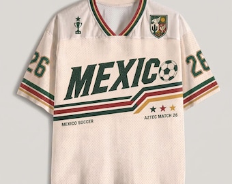 Camiseta personalizada da seleção mexicana de futebol, camiseta retrô de futebol mexicano, presente para torcedores da Copa do Mundo de 2026, camiseta personalizada para o dia do jogo.