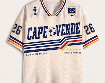 Camisa de Futebol de Cabo Verde, Camisa Retrô Tubarões Azuis, Camisa Personalizada com Nome e Número, Presente para Fã de Futebol de Cabo Verde