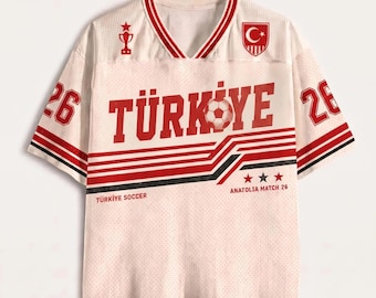 Camisa de Futebol da Turquia, Camisa Personalizada com Nome e Número, Presente para Fã de Futebol Turco, Camiseta de Jogo da Anatólia