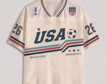 USA Soccer Jersey Shirt, Retro Stars Stripes Tee, Custom Name Number Jersey, Soccer Fan Game Day Gift