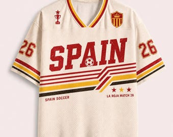 Camisa de Futebol da Espanha, Camisa Retrô da La Roja, Camisa Personalizada com Nome e Número, Presente para Fã de Futebol Espanhol