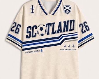Camisa de Futebol da Escócia, Camisa Retrô das Terras Altas, Camisa Personalizada com Nome e Número, Presente para Fã de Futebol Escocês