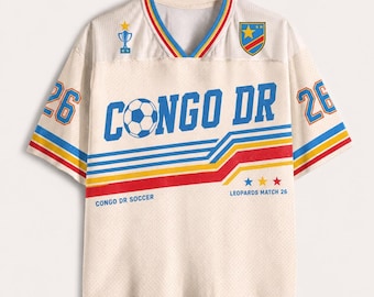 Camisa de futebol personalizada da República Democrática do Congo, Camisa de futebol personalizada da República Democrática do Congo, Camisa de torcedor dos Leopardos, Presente de torcedor do Congo, Camisa para o dia do jogo
