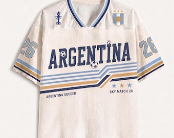 Custom Argentina Soccer Jersey Shirt, Retro Argentina Football Tee, World Cup 2026 Fan Gift, Personalized Game Day Top