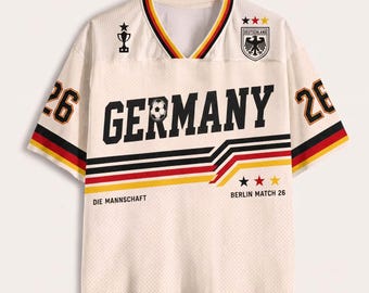 Camisa de Futebol da Alemanha, Camisa Retrô da Die Mannschaft, Camisa Personalizada com Nome e Número, Presente para Fã de Futebol Alemão